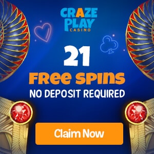Craze Play Casino free spins no deposit