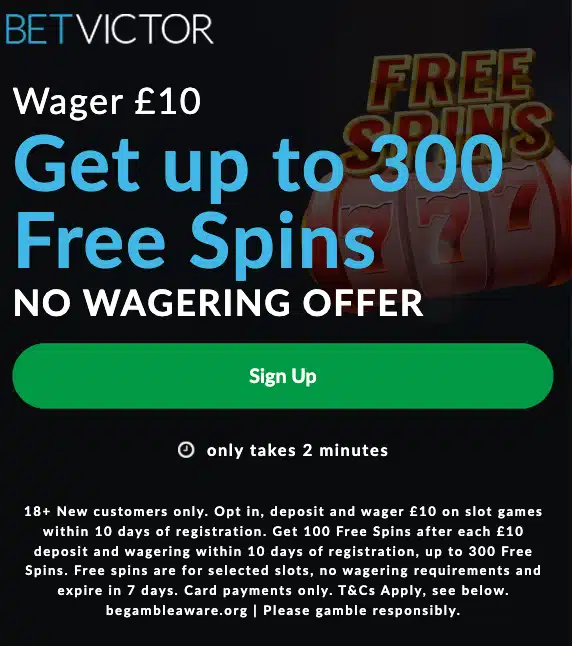 betvictor 300 free spins